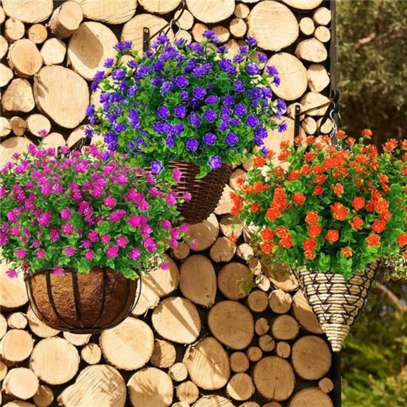 6 Bundles Outdoor Artificial Flowers UV Resistant Fake Boxwood Plants, Faux - Picture 5 of 6